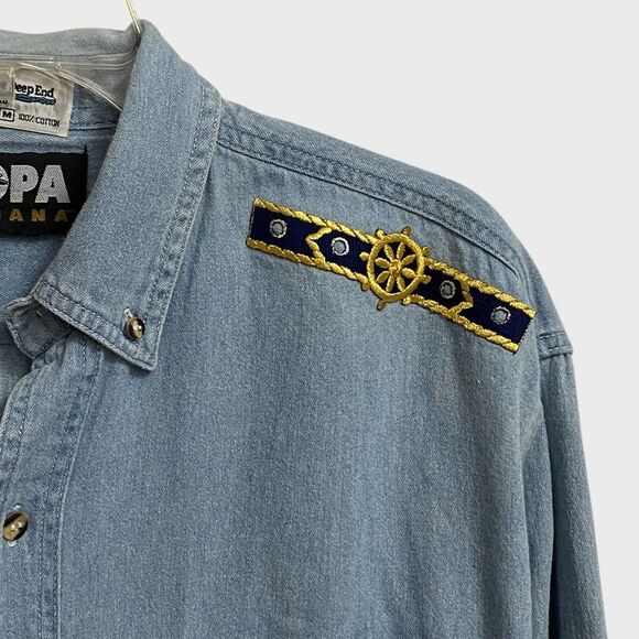 Vintage Copa Banana Nautical Themed Button Down Shirt Men's Size M Embroidered - Picture 6 of 14